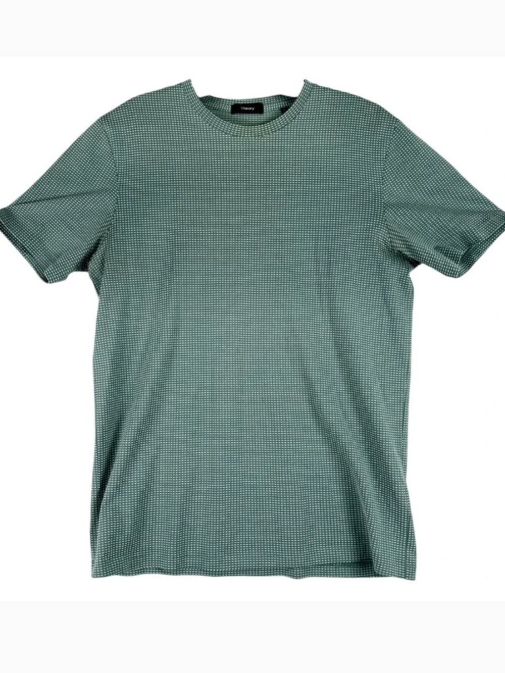 Theory Clean Tee Robot Jacquard T-Shirt in Medium Green Geometric Pima Cotton